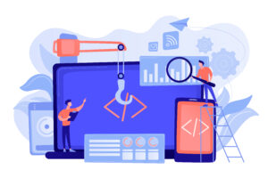 Cross-platform development concept vector illustration.